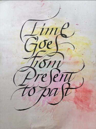 Painting titled "Calligraphy - Time…" by Ümit Coşkunsu, Original Artwork, Pencil