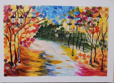 Painting titled "Bright autumn" by Milla, Original Artwork, Acrylic