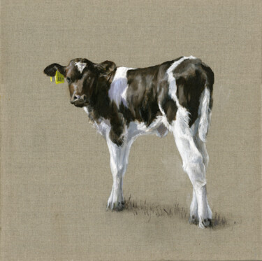 Картина под названием "Sal's calf dairy ca…" - Una Hurst, Подлинное произведение искусства, Масло Установлен на Деревянная р…