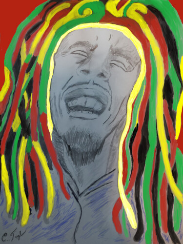Σχέδιο με τίτλο "Bob Marley with a S…" από Unchained, Αυθεντικά έργα τέχνης, Μολύβι