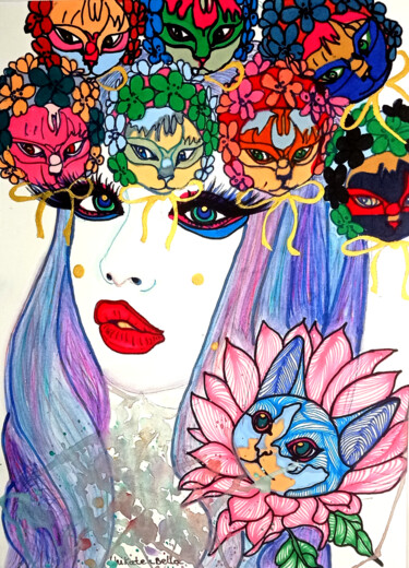 Drawing titled "kitten hat" by Unikateh Bella, Original Artwork, Marker