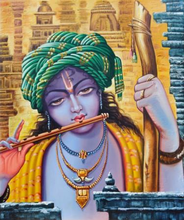 Картина под названием "Krishna1" - Unknow Artist, Подлинное произведение искусства, Акрил