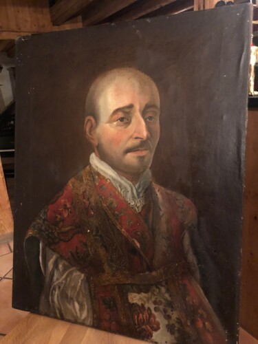 Schilderij getiteld "Saint Loyola" door Unknown Artist, Origineel Kunstwerk, Olie