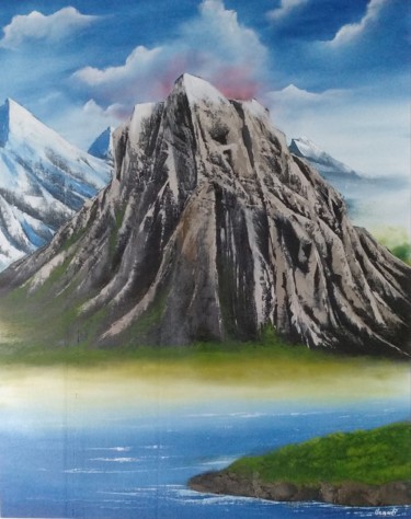 Painting titled "Daunting Rock" by Unnati S Khare, Original Artwork, Oil