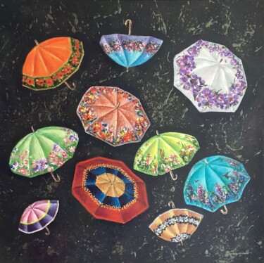 Peinture intitulée "Umbrellas" par Iryna Budai, Œuvre d'art originale, Acrylique