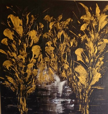 Peinture intitulée "golden night" par Urs Schilt, Œuvre d'art originale, Acrylique