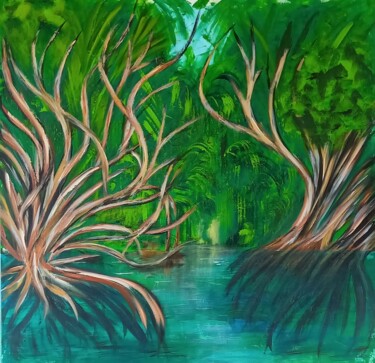 Malerei mit dem Titel "Mangroven" von Urs Schilt, Original-Kunstwerk, Acryl