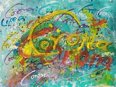 Картина под названием "Corona-Pandemie 2020" - Ursula Gnech, Подлинное произведение искусства, Акрил