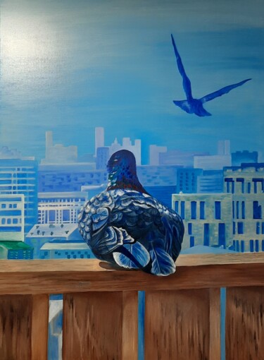 Malerei mit dem Titel "Painting. Doves" von Natalia Us, Original-Kunstwerk, Öl