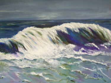 Painting titled "Nordseewelle" by Ute Roehe, Original Artwork, Acrylic Mounted on Wood Stretcher frame