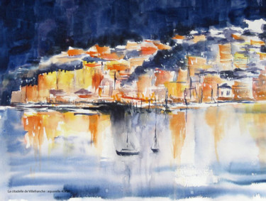 Painting titled "Villefranche le port" by Les Aquarelles D’Uve, Original Artwork, Watercolor