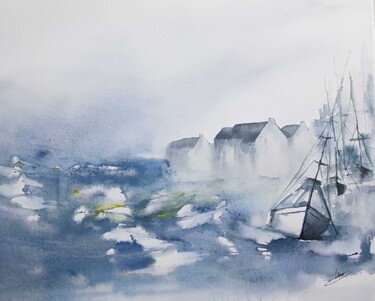 Painting titled "Soir d'orage" by Les Aquarelles D’Uve, Original Artwork, Watercolor