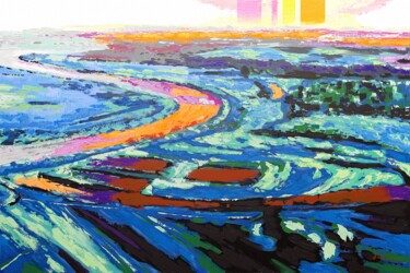 Pittura intitolato "Flusslauf | Origina…" da Uwe Fehrmann, Opera d'arte originale, Acrilico Montato su Telaio per barella in…