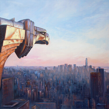 Painting titled "New York, Chrysler…" by Uwe Fehrmann, Original Artwork, Acrylic Mounted on Wood Stretcher frame