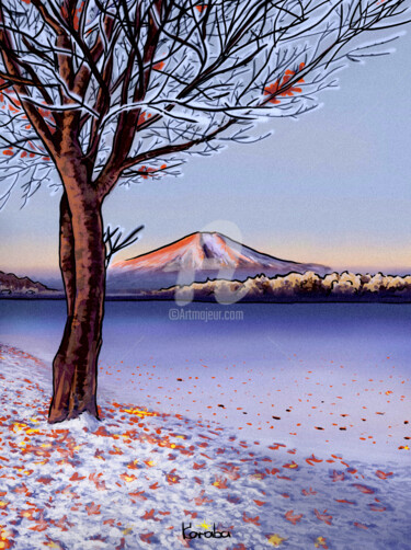 Digitale Kunst getiteld "Snow Japan 06" door V Karaba, Origineel Kunstwerk, Digitaal Schilderwerk