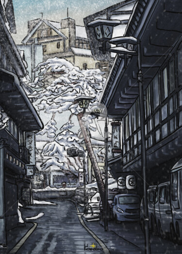 Arte digitale intitolato "Snow Japan 14" da V Karaba, Opera d'arte originale, Pittura digitale