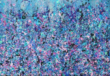 Painting titled "Abstract blue flowe…" by Valentina Pufe, Original Artwork, Acrylic