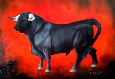 Pintura intitulada ""toro"" por Valerie Sorbets, Obras de arte originais, Óleo