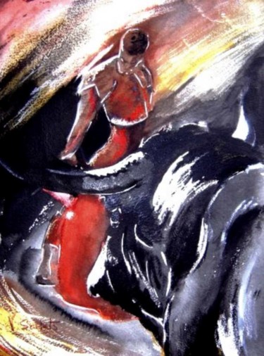 Pittura intitolato "torero" da Valerie Sorbets, Opera d'arte originale, Acquarello