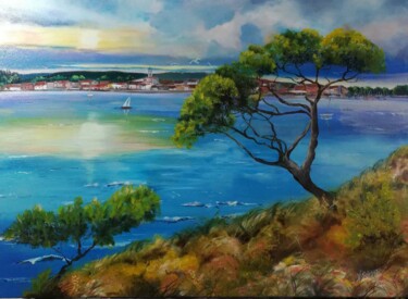 Painting titled ""Méditerranée"" by Valerie Sorbets, Original Artwork, Oil