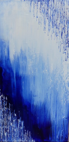 Malerei mit dem Titel "Abstrait Bleu 649" von Virginie Brazilier-Rideau, Original-Kunstwerk, Öl