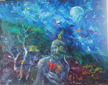 Pintura intitulada "Влюбленный истукан" por Vaceslav Li, Obras de arte originais, Óleo