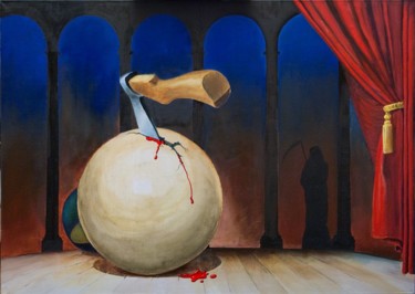 Schilderij getiteld "Death of Mrs. Shar,…" door Vyacheslav Nikiforov, Origineel Kunstwerk, Olie