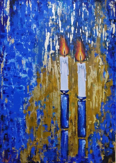 Pintura titulada "Flickering candles" por Marina Dinin, Obra de arte original, Acrílico Montado en Bastidor de camilla de ma…