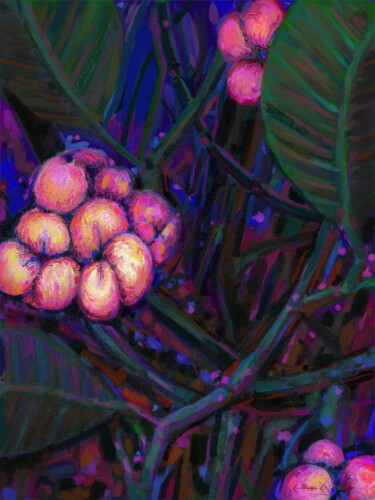 Arte digitale intitolato "Plumeria. Night blo…" da Vadim Kalinin, Opera d'arte originale, Pittura digitale