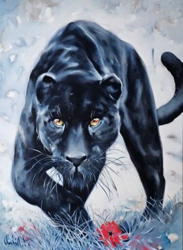 Pittura intitolato ",,Panther,," da Vadim Kovalev, Opera d'arte originale, Olio