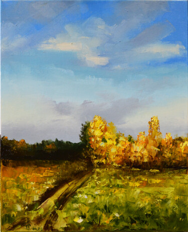 Картина под названием "Дорога в осень" - Vadim Stolyarov, Подлинное произведение искусства, Масло