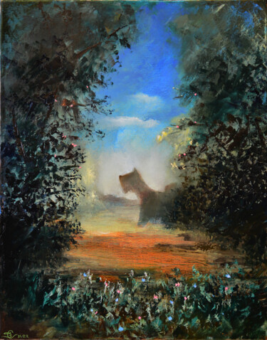 Painting titled "Ночной охотник" by Vadim Stolyarov, Original Artwork, Oil