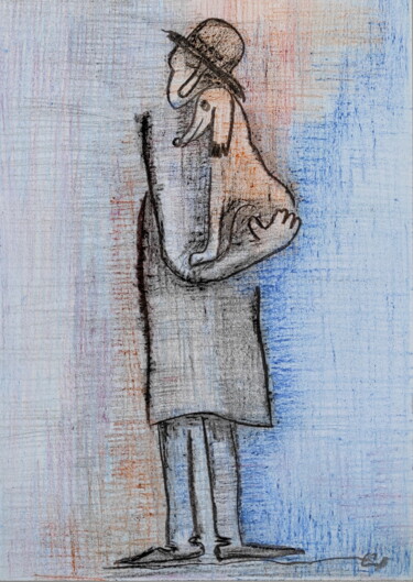 Tekening getiteld "Found my dog." door Vadim Studenov, Origineel Kunstwerk, Pastel