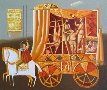 Painting titled "Странствующий цирк" by Vadim Palamarchuk, Original Artwork