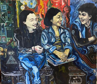 Schilderij getiteld "dream gossips" door Vadison Almeida, Origineel Kunstwerk, Olie Gemonteerd op Houten paneel