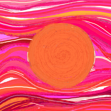 Artes digitais intitulada "Vibrant Ochre Sun -…" por Vafa Majidli, Obras de arte originais, Pintura digital