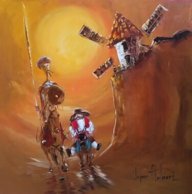 Painting titled "Dom Quixote & Sanch…" by Vagner Autuori, Original Artwork, Oil