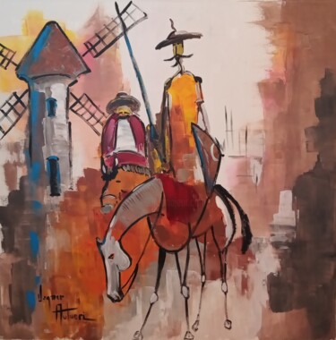 Painting titled "Quixote, o sonhador" by Vagner Autuori, Original Artwork, Oil