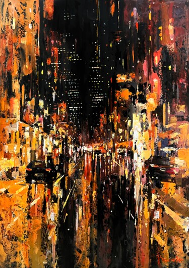 Painting titled "When the city doesn…" by Vahan Shahbazyan, Original Artwork, Oil