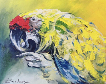 Malarstwo zatytułowany „Vivacious Feathers” autorstwa Vahe Bagumyan, Oryginalna praca, Olej Zamontowany na Drewniana rama no…