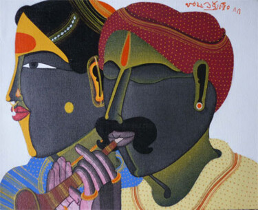 Painting titled "Fulte with couple" by Vai Kuntam, Original Artwork