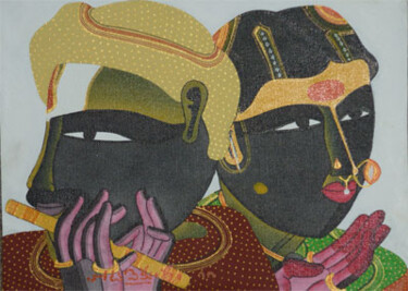 Painting titled "Couple" by Vai Kuntam, Original Artwork