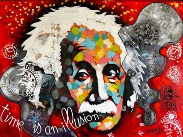 Картина под названием "Einstein, ''time is…" - Vainunska Jacques, Подлинное произведение искусства, Акрил Установлен на Дере…