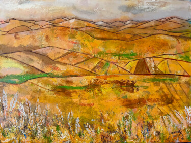 Pittura intitolato "Yellow Landscape (N…" da Vainunska Jacques, Opera d'arte originale, Acrilico Montato su Telaio per barel…
