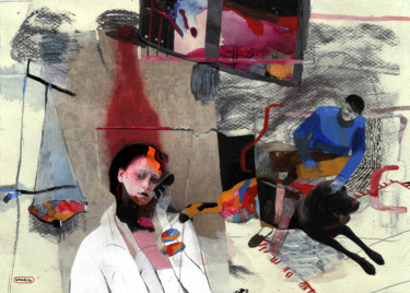 Collages intitulée "Marona" par Vakarelova Emma, Œuvre d'art originale, Tempera