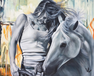 "The winning horse" başlıklı Tablo Val Escoubet tarafından, Orijinal sanat, Petrol