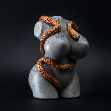 Sculpture titled "Serpent Tempter" by Val Filip, Original Artwork, Plaster
