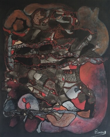 Peinture intitulée "Structure" par Valentin Rionceny, Œuvre d'art originale, Stylo à bille