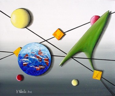 Peinture intitulée "Planètes" par Bernard Valentin, Œuvre d'art originale
