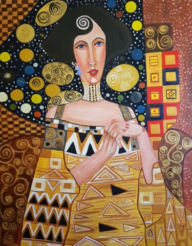 Картина под названием "Homage to Klimt" - Valentina Baicuianu, Подлинное произведение искусства, Акрил